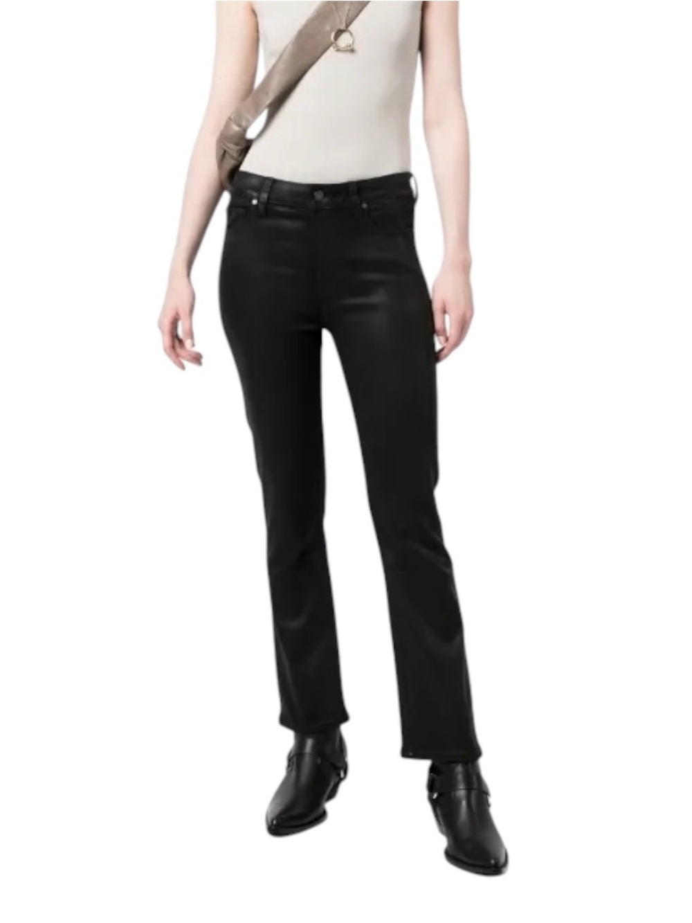 PAIGE Black Claudine Coated Women's Boot Cut Flare Jeans